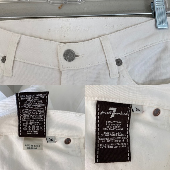 7 FOR ALL MANKIND The Slim Cigarette White Jeans Denim Size 26 Summer Jeans - Picture 12 of 13